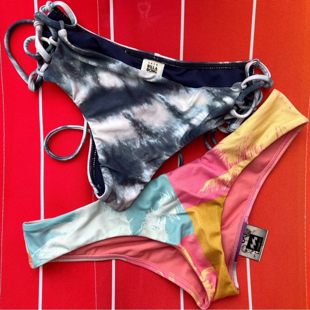Billabong Hawaii Lo Cheeky Surf Bikini Bottom Bundle Warhol Tie-Dye NWT’s NWOT’s